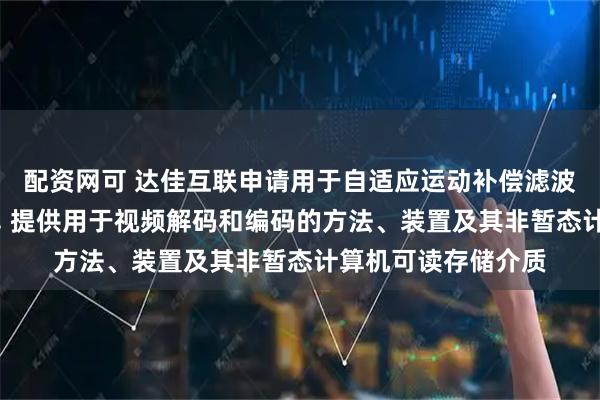 配资网可 达佳互联申请用于自适应运动补偿滤波的方法和装置专利, 提供用于视频解码和编码的方法、装置及其非暂态计算机可读存储介质